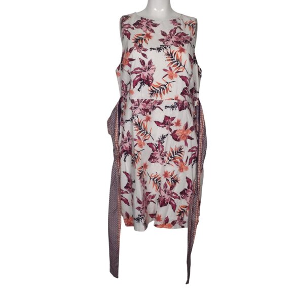 CREMIEUX Dress, 14, Floral, Accent Sash/belt, Sleeveless, White/Purple - Picture 10 of 13